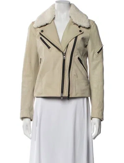 Pre-owned Rag & Bone Leather Biker Jacket In Neutrals