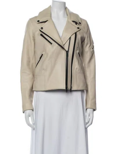Pre-owned Rag & Bone Leather Biker Jacket In Neutrals