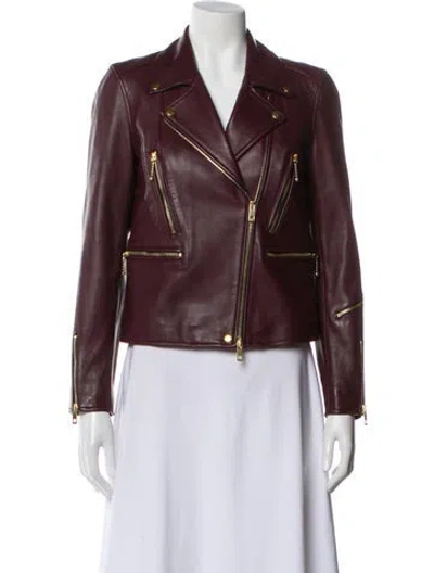 Pre-owned Rag & Bone Leather Biker Jacket In Red