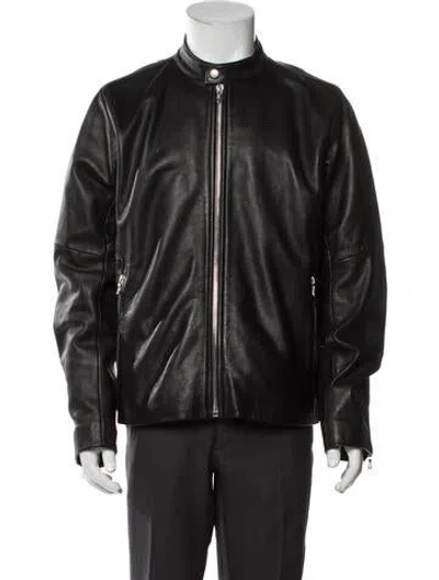 Pre-owned Rag & Bone Leather Bomber Jacket In Black