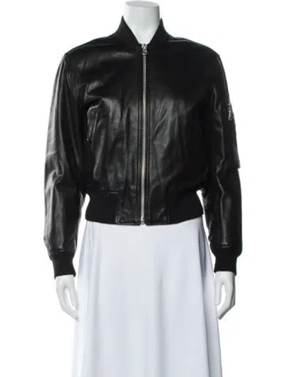 Pre-owned Rag & Bone Leather Bomber Jacket In Black