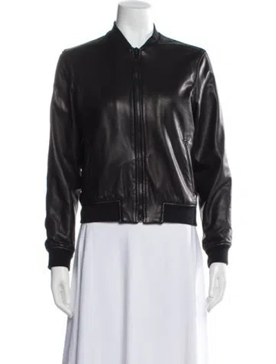 Pre-owned Rag & Bone Leather Bomber Jacket In Black