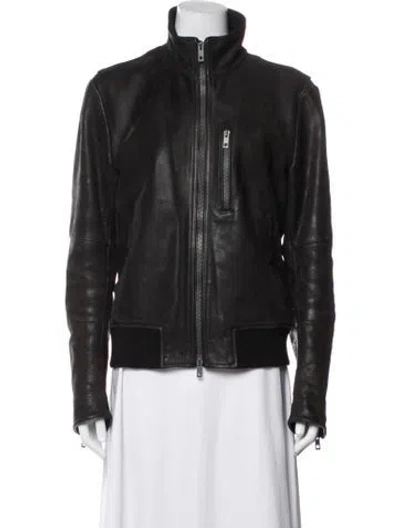 Pre-owned Rag & Bone Leather Bomber Jacket In Black