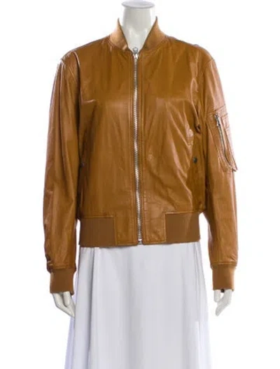 Pre-owned Rag & Bone Leather Bomber Jacket In Brown