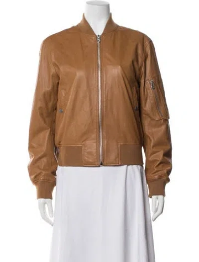 Pre-owned Rag & Bone Leather Bomber Jacket In Brown