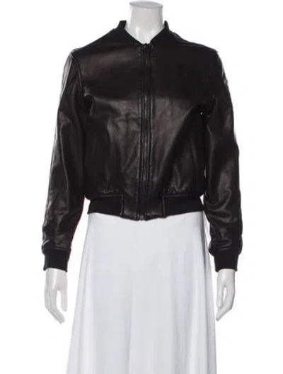 Pre-owned Rag & Bone Leather Bomber Jacket In Brown