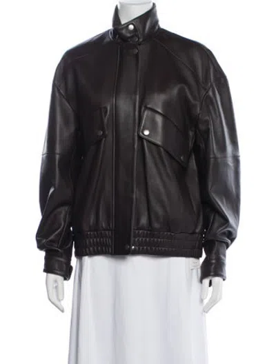 Pre-owned Rag & Bone Leather Bomber Jacket In Brown