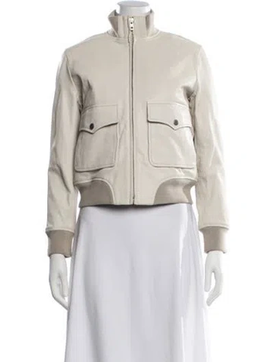 Pre-owned Rag & Bone Leather Bomber Jacket In Neutrals