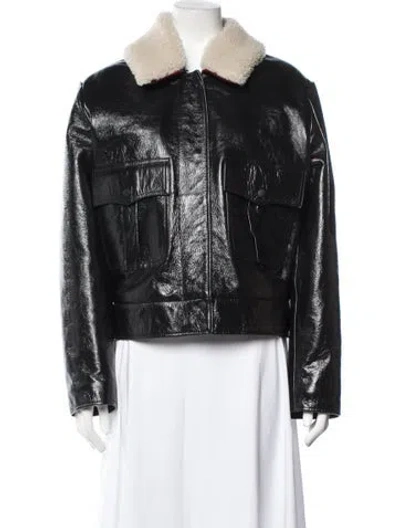 Pre-owned Rag & Bone Leather Bomber Jacket W/ Tags In Black