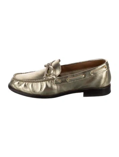 Pre-owned Rag & Bone Leather Bow Accents Loafers In Gold/metallic
