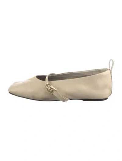 Pre-owned Rag & Bone Leather Bow Accents Mary Jane Flats In Neutral