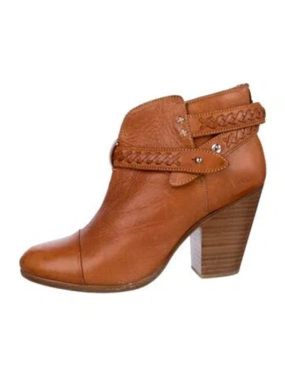 Pre-owned Rag & Bone Leather Braided Accents Boots In Orange