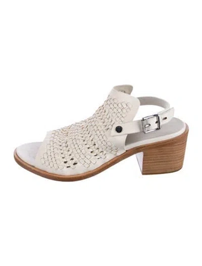 Pre-owned Rag & Bone Leather Braided Accents Slingback Sandals In White