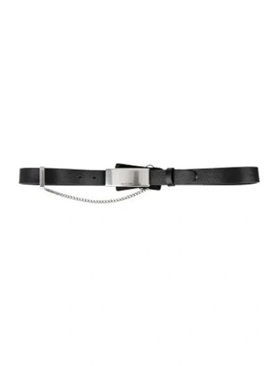Pre-owned Rag & Bone Leather Chain-link Accents Belt In Black