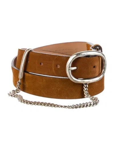Pre-owned Rag & Bone Leather Chain-link Accents Belt In Neutral