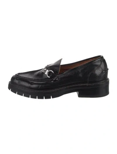 Pre-owned Rag & Bone Leather Chain-link Accents Loafers In Black