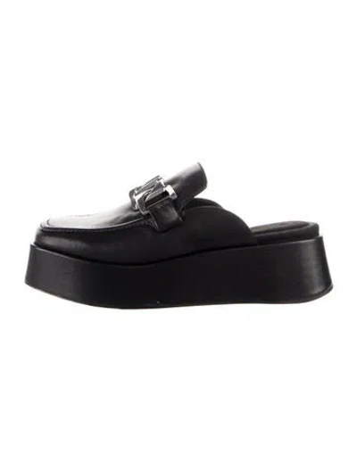 Pre-owned Rag & Bone Leather Chain-link Accents Mules In Black