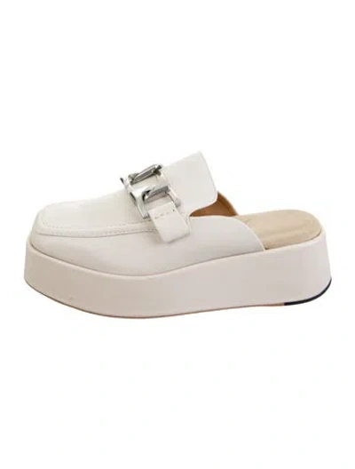 Pre-owned Rag & Bone Leather Chain-link Accents Mules In Neutral
