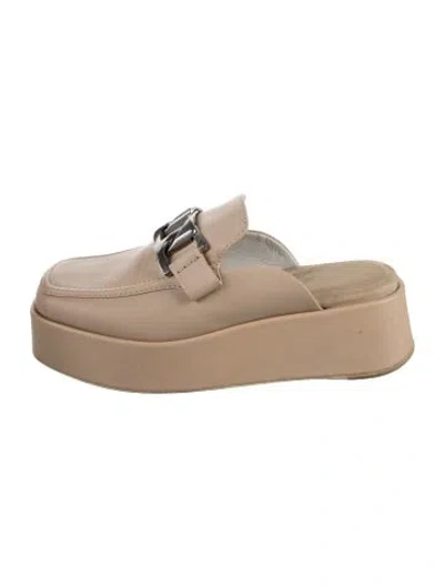 Pre-owned Rag & Bone Leather Chain-link Accents Mules In Neutrals/pink