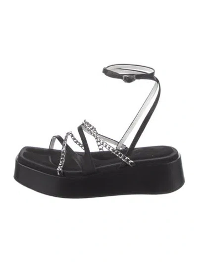 Pre-owned Rag & Bone Leather Chain-link Accents Sandals In Black