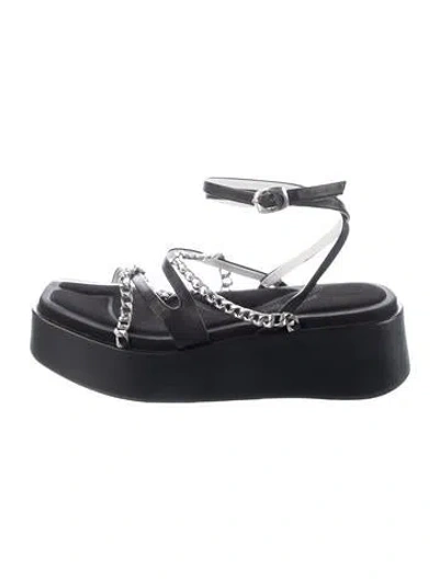 Pre-owned Rag & Bone Leather Chain-link Accents Sandals In Black