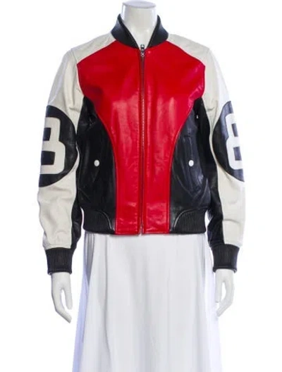Pre-owned Rag & Bone Leather Colorblock Pattern Bomber Jacket In Multi
