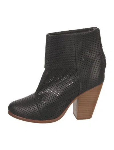 Pre-owned Rag & Bone Leather Colorblock Pattern Boots In Black