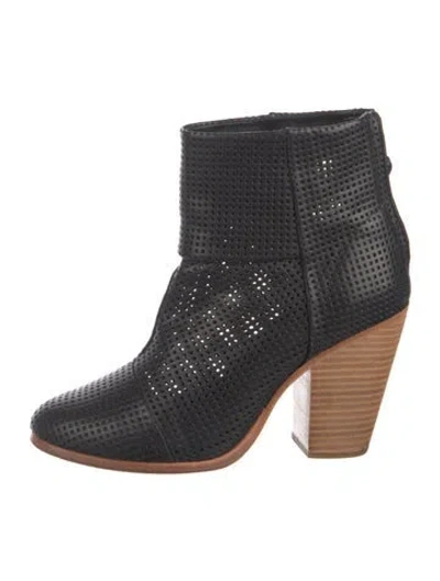 Pre-owned Rag & Bone Leather Colorblock Pattern Boots In Black