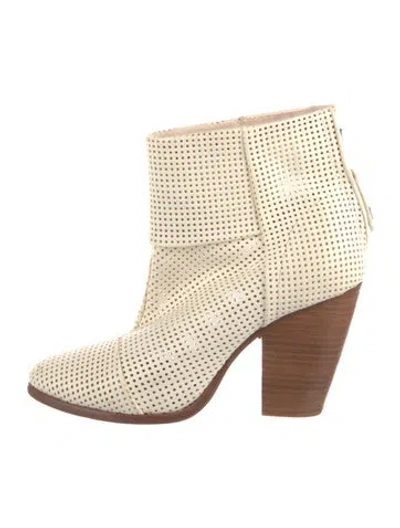 Pre-owned Rag & Bone Leather Colorblock Pattern Boots In White