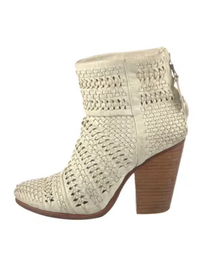 Pre-owned Rag & Bone Leather Colorblock Pattern Boots In White