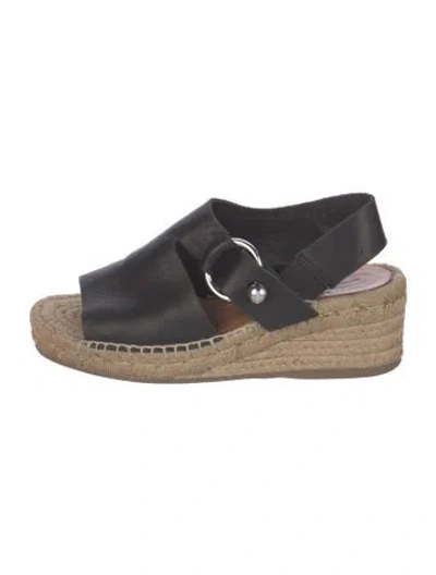 Pre-owned Rag & Bone Leather Colorblock Pattern Espadrilles In Black