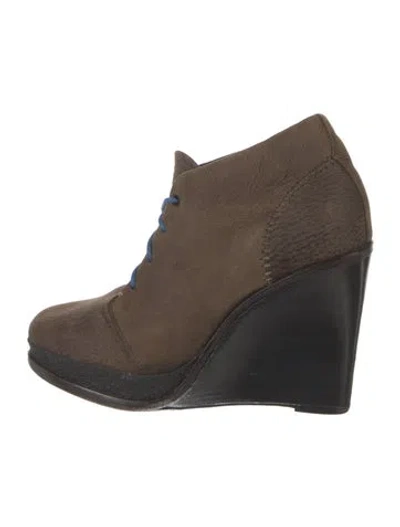 Pre-owned Rag & Bone Leather Colorblock Pattern Lace-up Boots In Brown