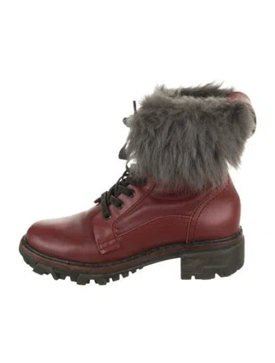 Pre-owned Rag & Bone Leather Colorblock Pattern Lace-up Boots In Red