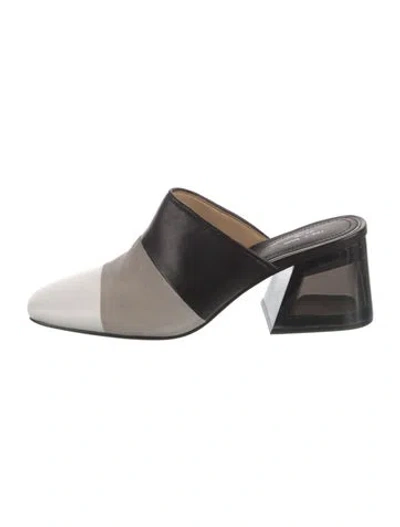 Pre-owned Rag & Bone Leather Colorblock Pattern Mules In Grey