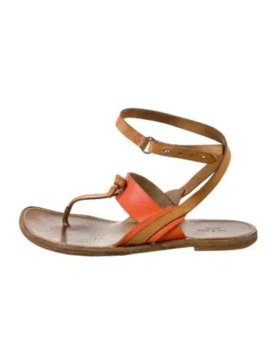 Pre-owned Rag & Bone Leather Colorblock Pattern Sandals In Orange
