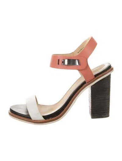 Pre-owned Rag & Bone Leather Colorblock Pattern Sandals In Orange