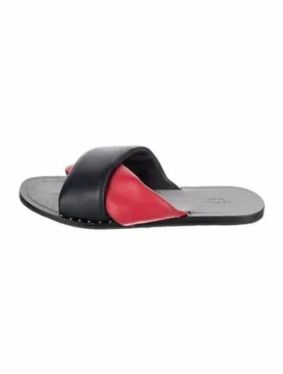 Pre-owned Rag & Bone Leather Colorblock Pattern Slides In Red
