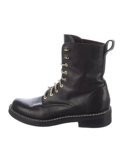 Pre-owned Rag & Bone Leather Combat Boots In Black