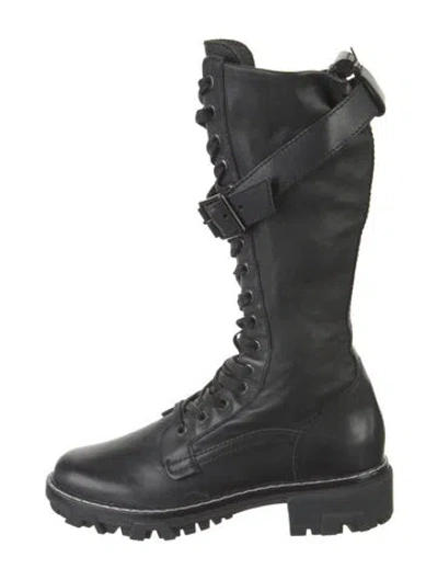 Pre-owned Rag & Bone Leather Combat Boots In Black