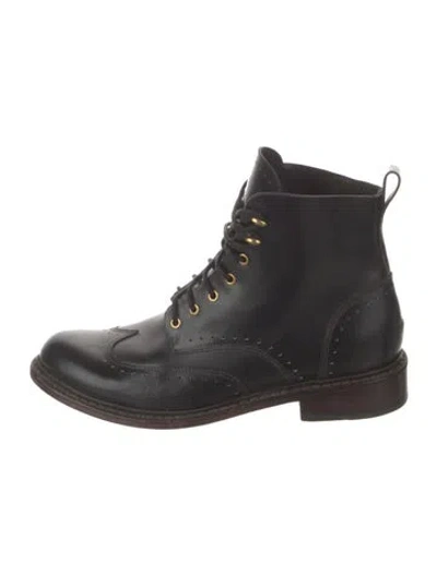 Pre-owned Rag & Bone Leather Combat Boots In Black