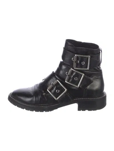 Pre-owned Rag & Bone Leather Combat Boots In Black
