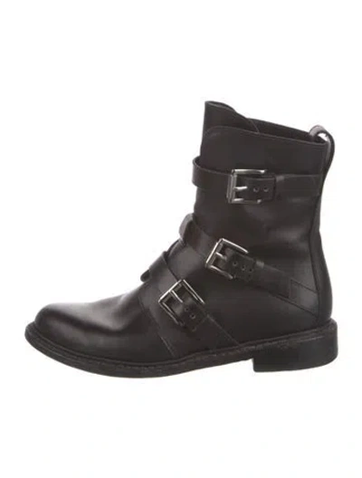 Pre-owned Rag & Bone Leather Combat Boots In Black
