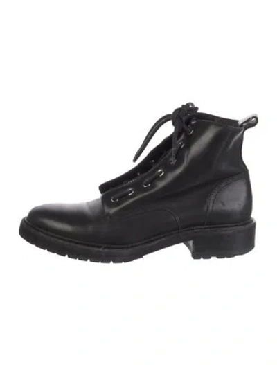 Pre-owned Rag & Bone Leather Combat Boots In Black