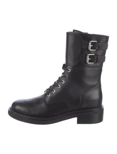 Pre-owned Rag & Bone Leather Combat Boots In Black