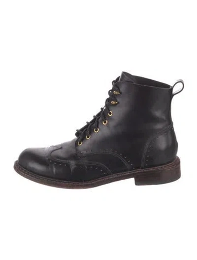 Pre-owned Rag & Bone Leather Combat Boots In Black