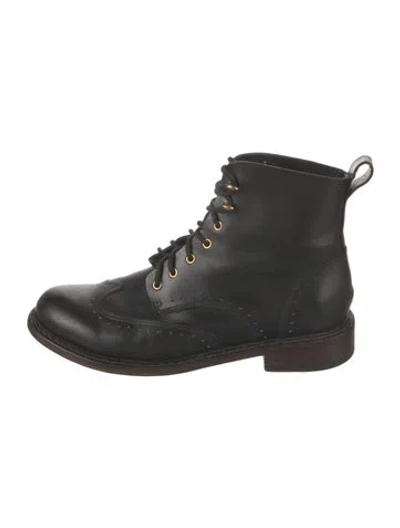 Pre-owned Rag & Bone Leather Combat Boots In Black