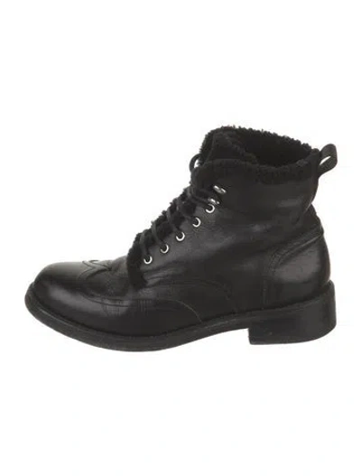 Pre-owned Rag & Bone Leather Combat Boots In Black