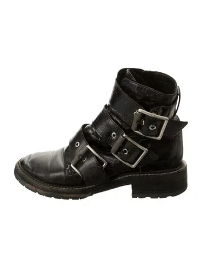 Pre-owned Rag & Bone Leather Combat Boots In Black