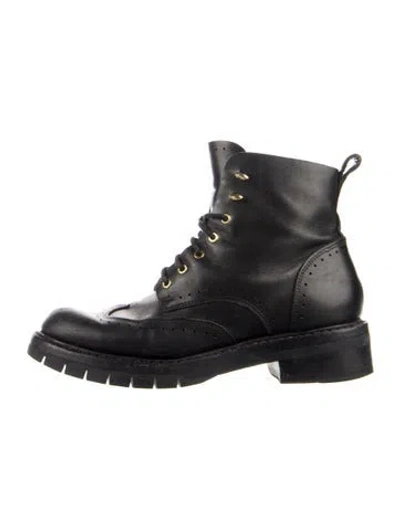Pre-owned Rag & Bone Leather Combat Boots In Black
