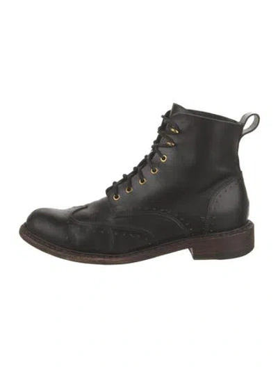Pre-owned Rag & Bone Leather Combat Boots In Black